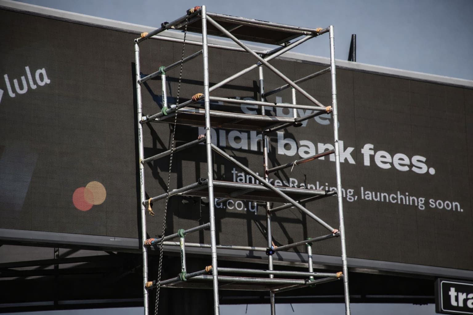 Large LED screen installation for road side billboard